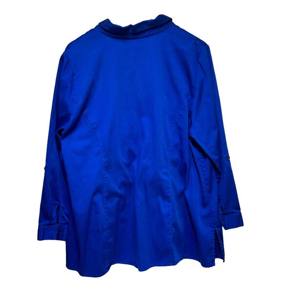 Catherines Casual Button Down 1X Sapphire Blue Shirt - Picture 4 of 8